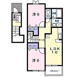サンリットガーデンB 2LDKの間取図画像