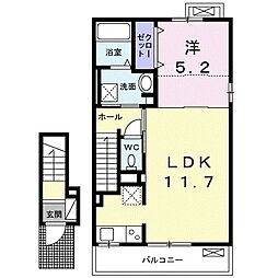 ソレイユ泉 2階1LDKの間取り