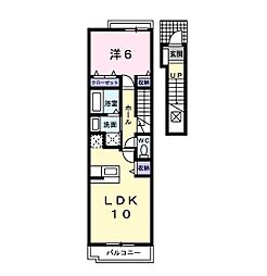 プラスパーB 1LDKの間取図画像