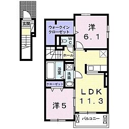 マニエラ2 2LDKの間取図画像