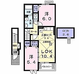 ベル　ジュネス　I 2階2LDKの間取り