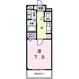 カルムアビタシオン大将軍II 1階1Kの間取り