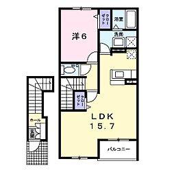 ルシヨンB 1LDKの間取図画像