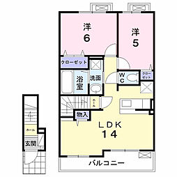 ヴィラフェリーチェA 2LDKの間取図画像