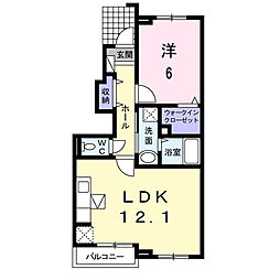 ヴィラ・プロスパーA 1LDKの間取図画像