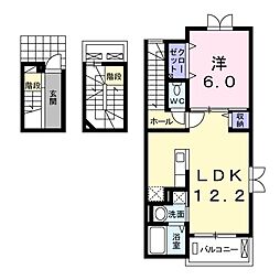 シャンドゥフルール2 1LDKの間取図画像