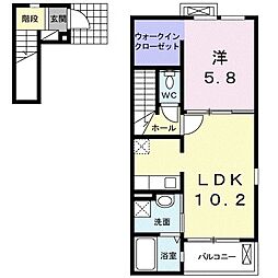 サンシャイン石津　Ｂ棟 2階1LDKの間取り