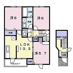 メゾン　ベル：グラース　Ｂ 2階3LDKの間取り