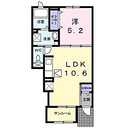 ルフレエトワール　I 1階1LDKの間取り