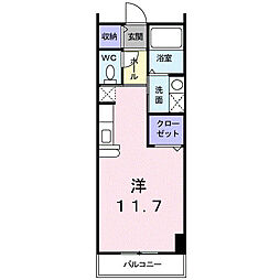 キューズ・リヴィエール ワンルームの間取図画像