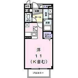 川崎ヒルズ2 ワンルームの間取図画像