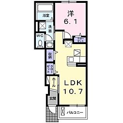 イリーデB 1LDKの間取図画像