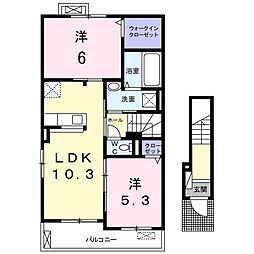 ベルアンドロスA 2LDKの間取図画像