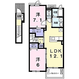 ピアチューレB 2LDKの間取図画像