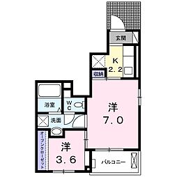 ヴィラアベニューA 1Kの間取図画像
