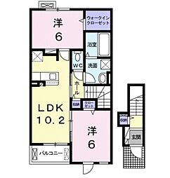 パルティール 2LDKの間取図画像
