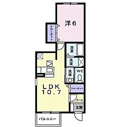 フェリーチェ　Ａ棟 1階1LDKの間取り