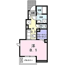 ベルコリーヌ・オネットA 1Kの間取図画像