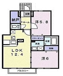 グレイスコート21壱番館 2LDKの間取図画像