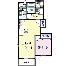 カナーレII 1階1LDKの間取り