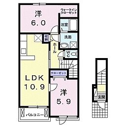 マイハウスよこやま雅3号館 2LDKの間取図画像