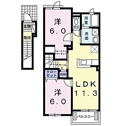 ストロベリーハウスIV 2階2LDKの間取り