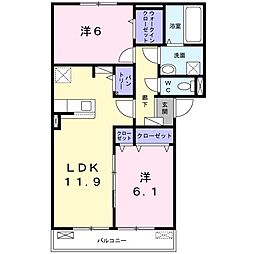 ハイビスカス3 2LDKの間取図画像