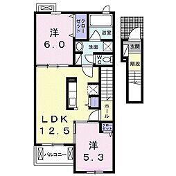 ハイビスカス 2LDKの間取図画像