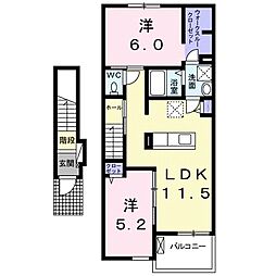 ノース・コアンB 2LDKの間取図画像