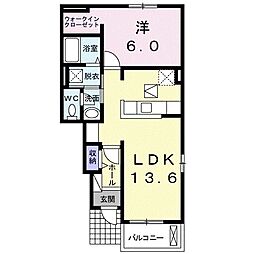 リッチ・ノールI 1階1LDKの間取り