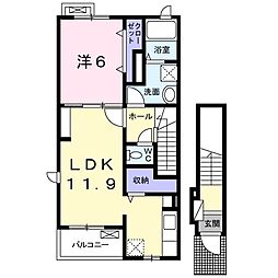 エレガンテフィオーレC 1LDKの間取図画像