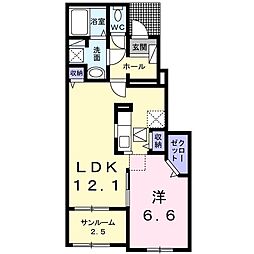 エスペランサ・ヴィラＡ 1階1LDKの間取り