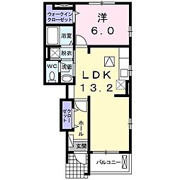 コンフォートＦ，Ｓ 1階1LDKの間取り