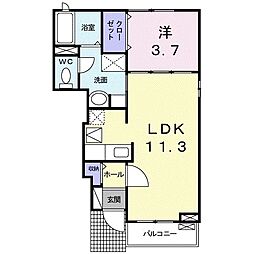 サンリット　エム 1階1LDKの間取り
