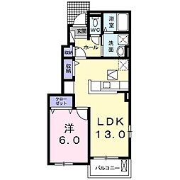 リアハウス冠木 1LDKの間取図画像