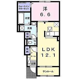 ハイサンピアK 1LDKの間取図画像