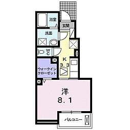 ピーフォー 1Kの間取図画像