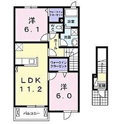 プランドール 2LDKの間取図画像