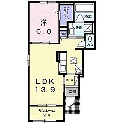 グレイスフラワー1 1LDKの間取図画像