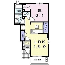 リべルテ・ミキ 1階1LDKの間取り