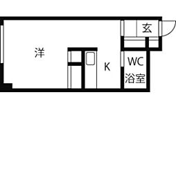 シティハイムジュネス 207 2階1Kの間取り