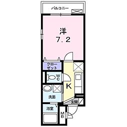 ポルトボヌール 1Kの間取図画像