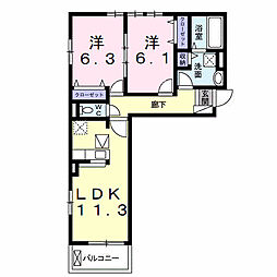 スマイルタナカA 2LDKの間取図画像