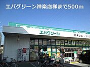 【ドラッグストア】エバグリーン神楽店様まで500ｍ