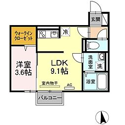 May FevrierII 2階1LDKの間取り