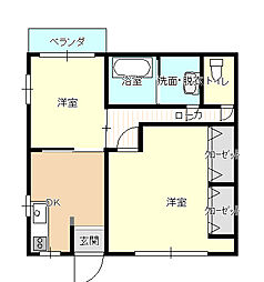 JR福知山線 福知山駅 徒歩24分の賃貸マンション 1階2Kの間取り
