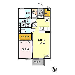 エクレール・コート　IIIIII 1階1LDKの間取り