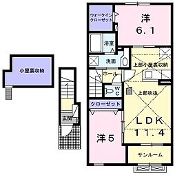 レインボーパレス1 2LDKの間取図画像