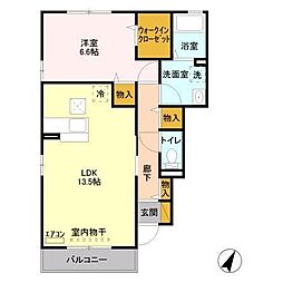 JR鹿島線 鹿島神宮駅 徒歩7分の賃貸アパート 1階1LDKの間取り