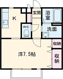 ヴィラサンノゼ 1階1Kの間取り